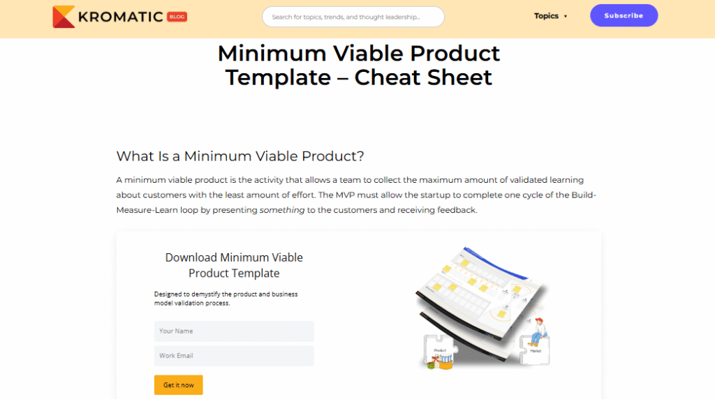 Minimum Viable Product Template – Cheat Sheet